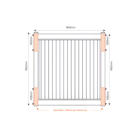 SOUTHAMPTON PVC 1800mm W x 1800mm H GATE, 7 year Warranty