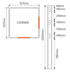 3 RAIL RURAL PVC CORNER POST - 127 x 127 x 2050mm, 7 Year Warranty