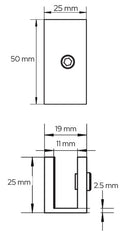 Perth Series - Frameless Shower Screen Wall Bracket, Square No Drill Clamp for 10 mm Glass - Brushed Nickel