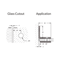 FORGE HARDWARE SQUARE BRACKET - GLASS TO WALL - 90 Degrees - BRUSHED GUNMETAL