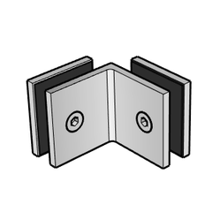 Frameless Shower Glass - BRACKET SQUARE - GLASS TO GLASS - 90 Degrees - BRUSHED GUNMETAL