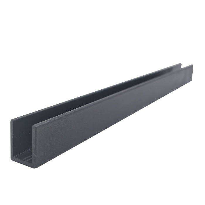 Matt Gunmetal Shower Screen Channel Fixed Panel Shower Door Deep U-Channel - 2410mm