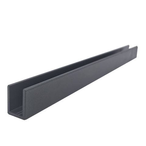 Matt Gunmetal Shower Screen Channel Fixed Panel Shower Door Deep U-Channel - 2410mm