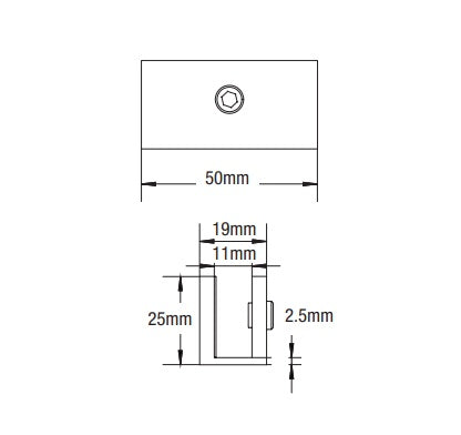 Perth Series- Frameless Shower Screen Wall Bracket Square No Drill Clamp for 10 mm Glass - Matt Black