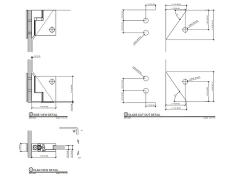 Satin Brass Zero Shower Screen Hinge Set