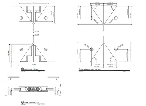 Satin Brass Zero Shower Screen Hinge Set