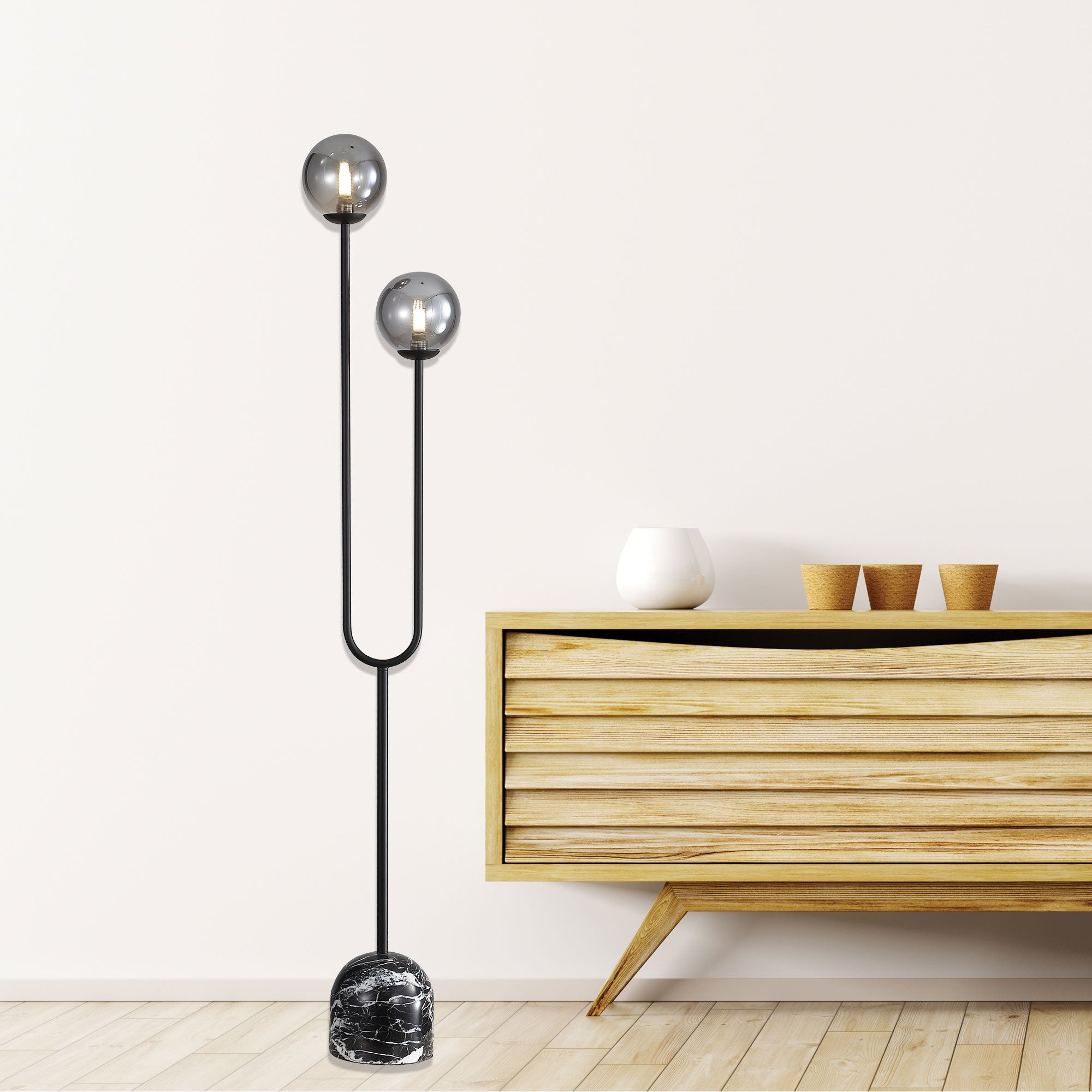 Tropez Decorative Floor Lamp with Smoke Glass Spheres product image 2