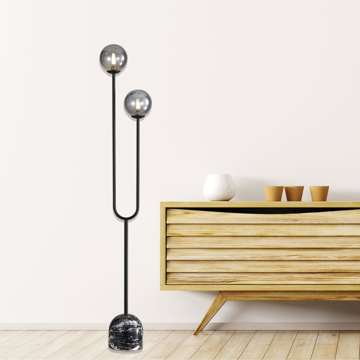 Tropez Decorative Floor Lamp with Smoke Glass Spheres product image 2