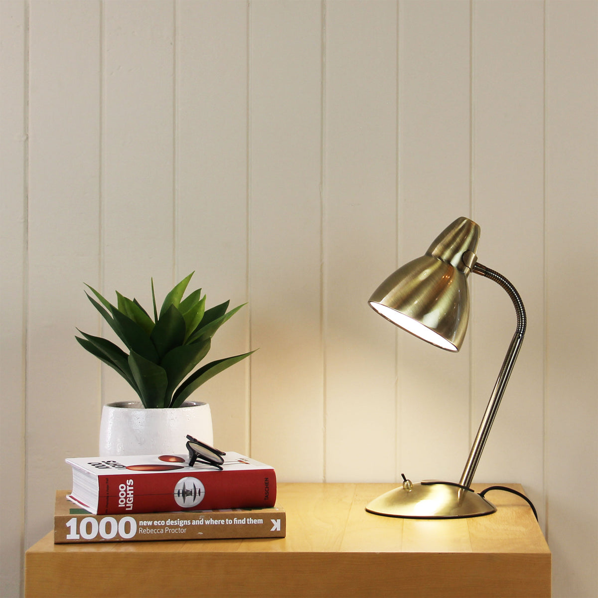 Trax Classic Gooseneck Desk Lamp styled in a room