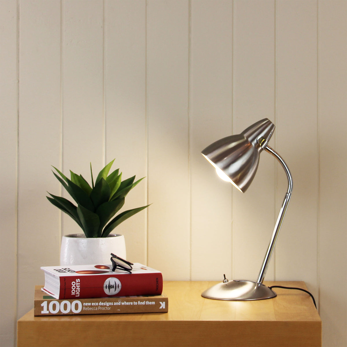 Trax Classic Gooseneck Desk Lamp styled in a room