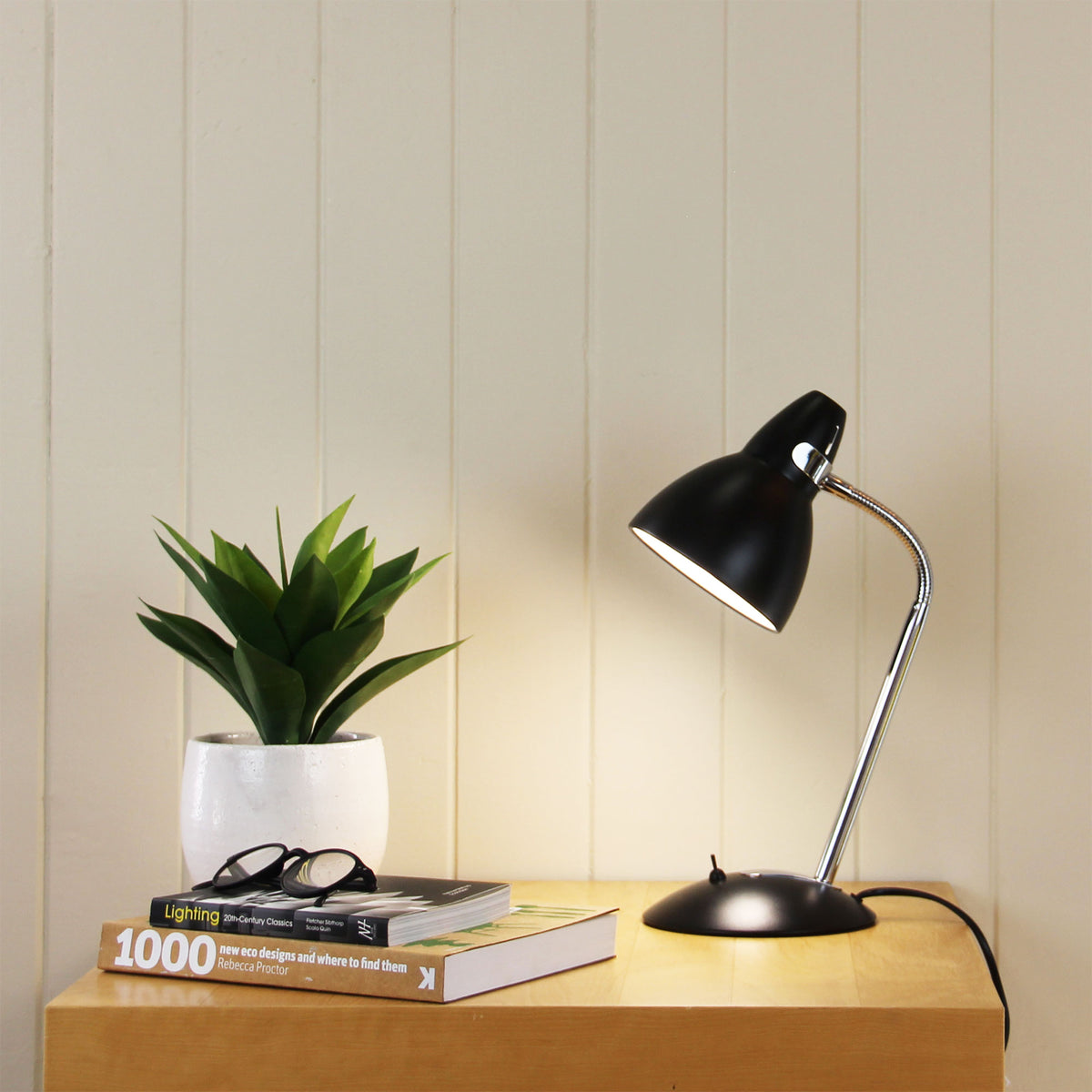 Trax Classic Gooseneck Desk Lamp styled in a room