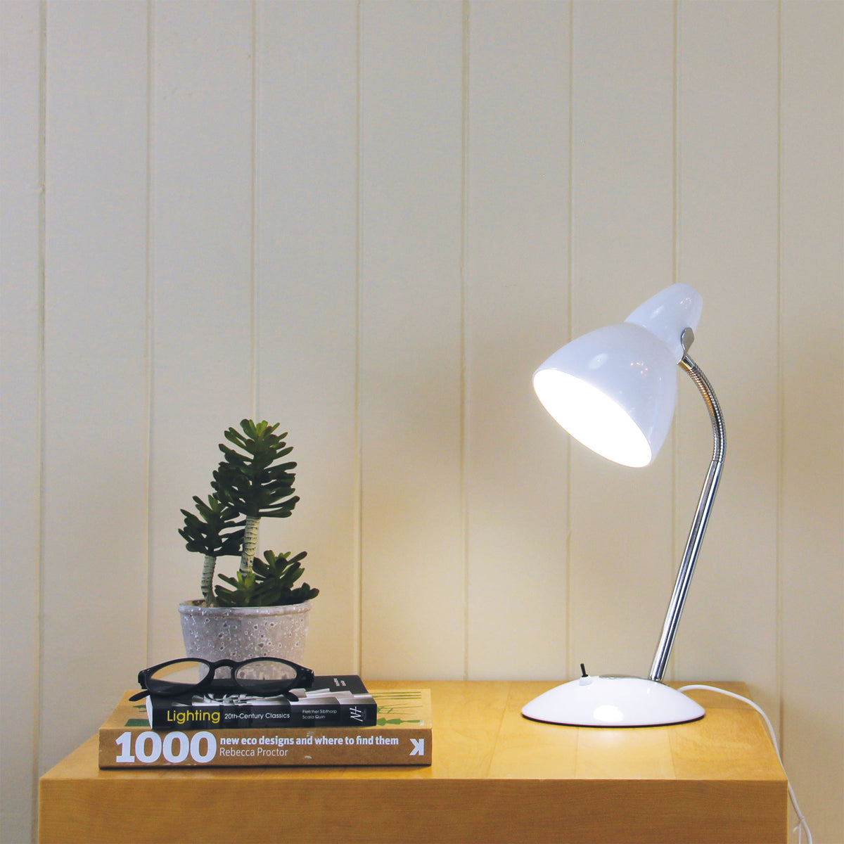 Trax Classic Gooseneck Desk Lamp styled in a room