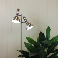 Vespa Mid-Century Twin Floor Lamp Brushed Chrome styled in a room
