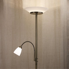 Siena Mother and Child LED Floor Lamp Antique Brass styled in a room