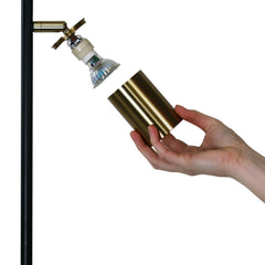 Ponte Adjustable Twin Floor Lamp Black and Satin Brass product image 2