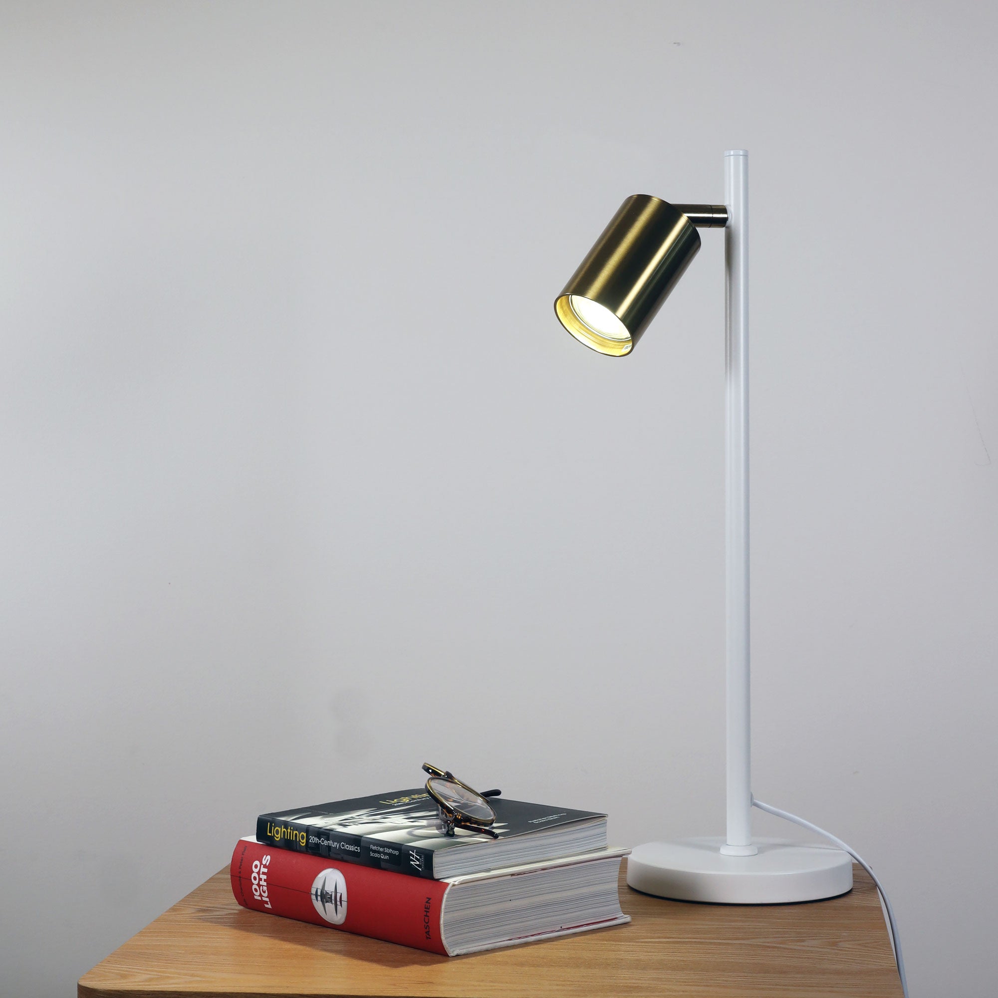 Ponte Desk Lamp White and Satin Brass product image 2