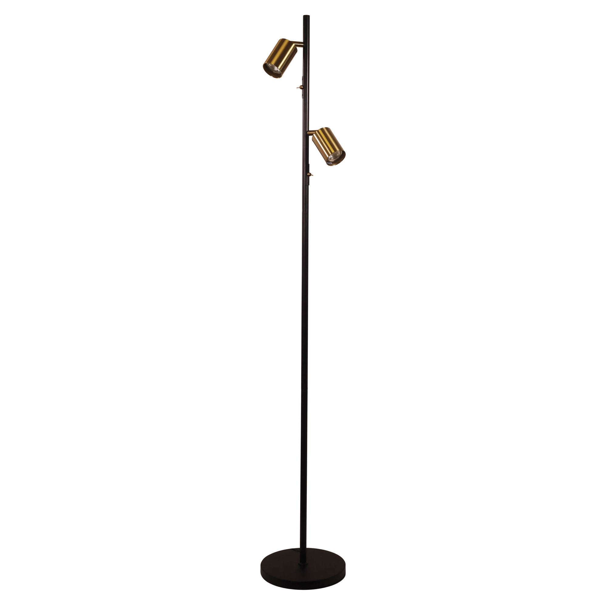 Ponte Adjustable Twin Floor Lamp Black and Satin Brass product image 7