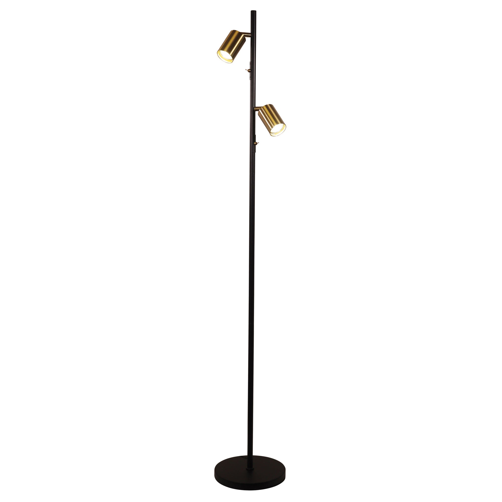 Ponte Adjustable Twin Floor Lamp Black and Satin Brass product image 6