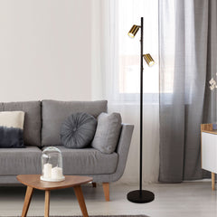 Ponte Adjustable Twin Floor Lamp Black and Satin Brass product image 5
