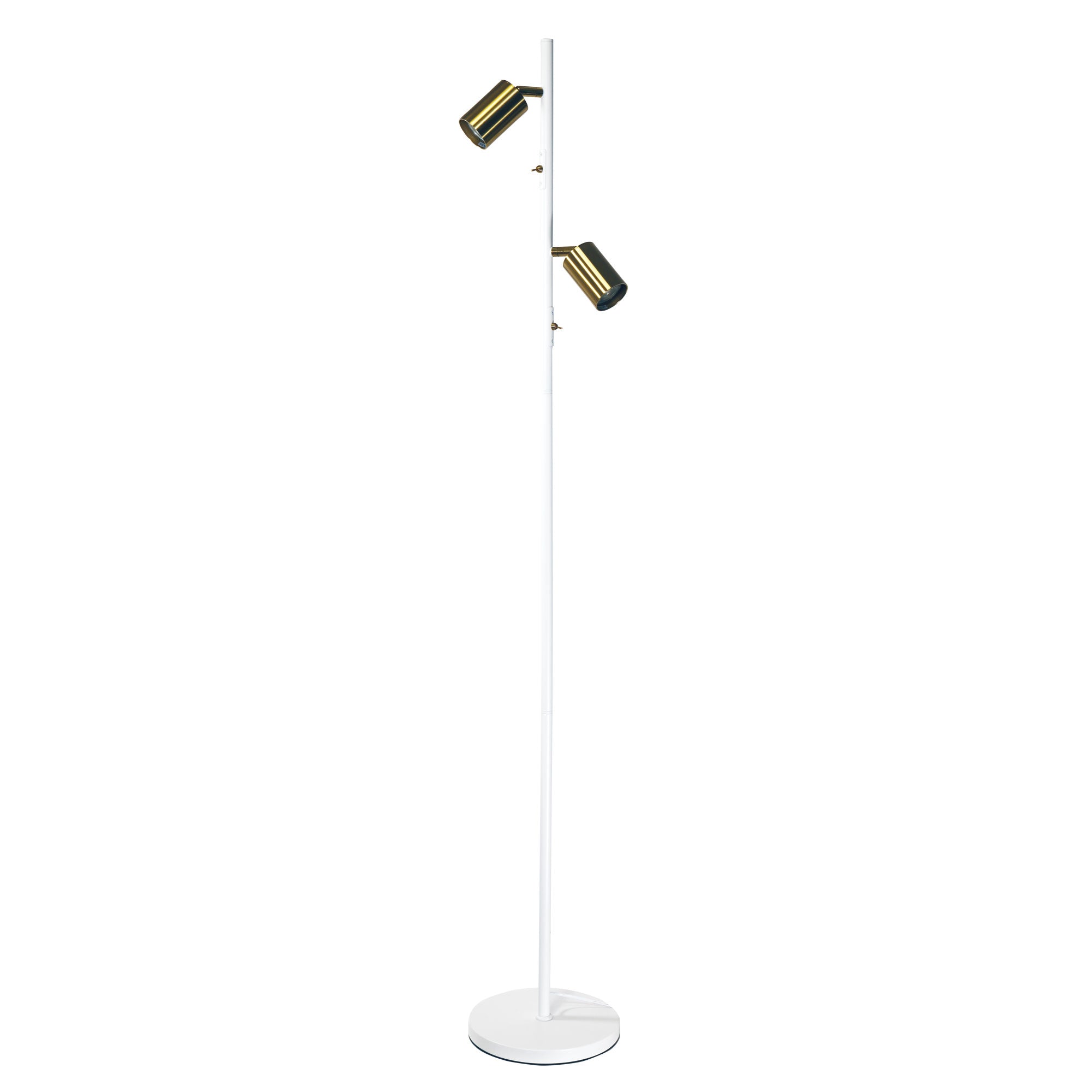 Ponte Adjustable Twin Floor Lamp White and Satin Brass product image 7