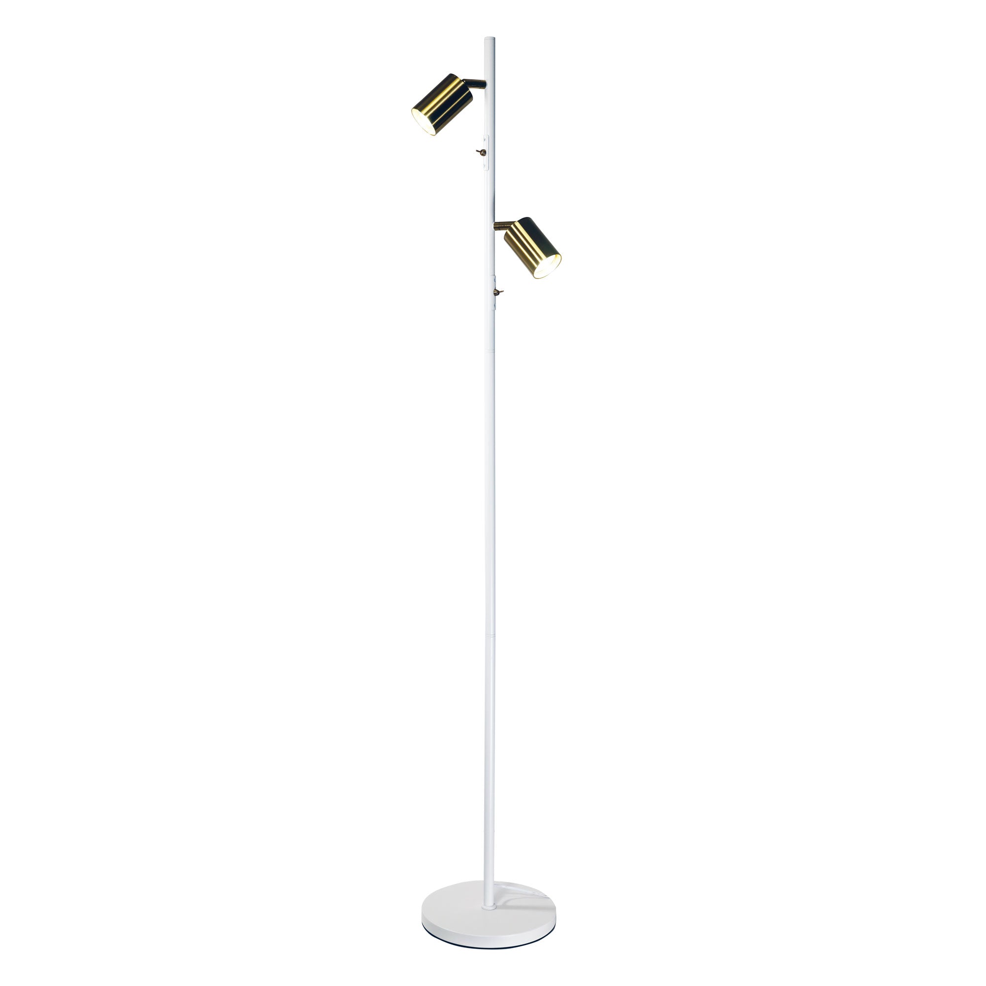 Ponte Adjustable Twin Floor Lamp White and Satin Brass product image 5