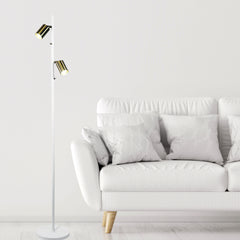 Ponte Adjustable Twin Floor Lamp White and Satin Brass product image 4