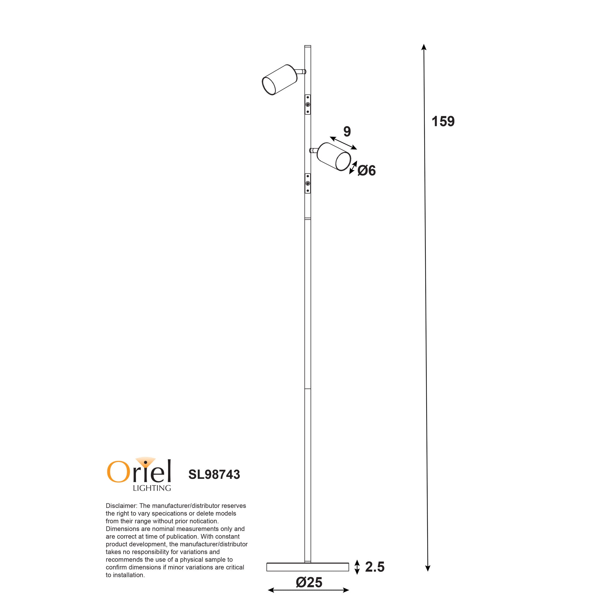 Ponte Adjustable Twin Floor Lamp White and Satin Brass product image 6