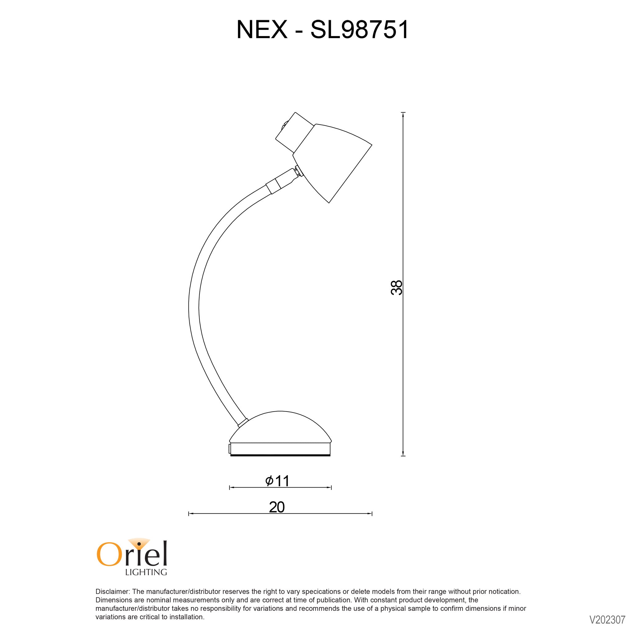 Nex ON-OFF Brushed Chrome Touch Lamp Desk Lamp product image 3