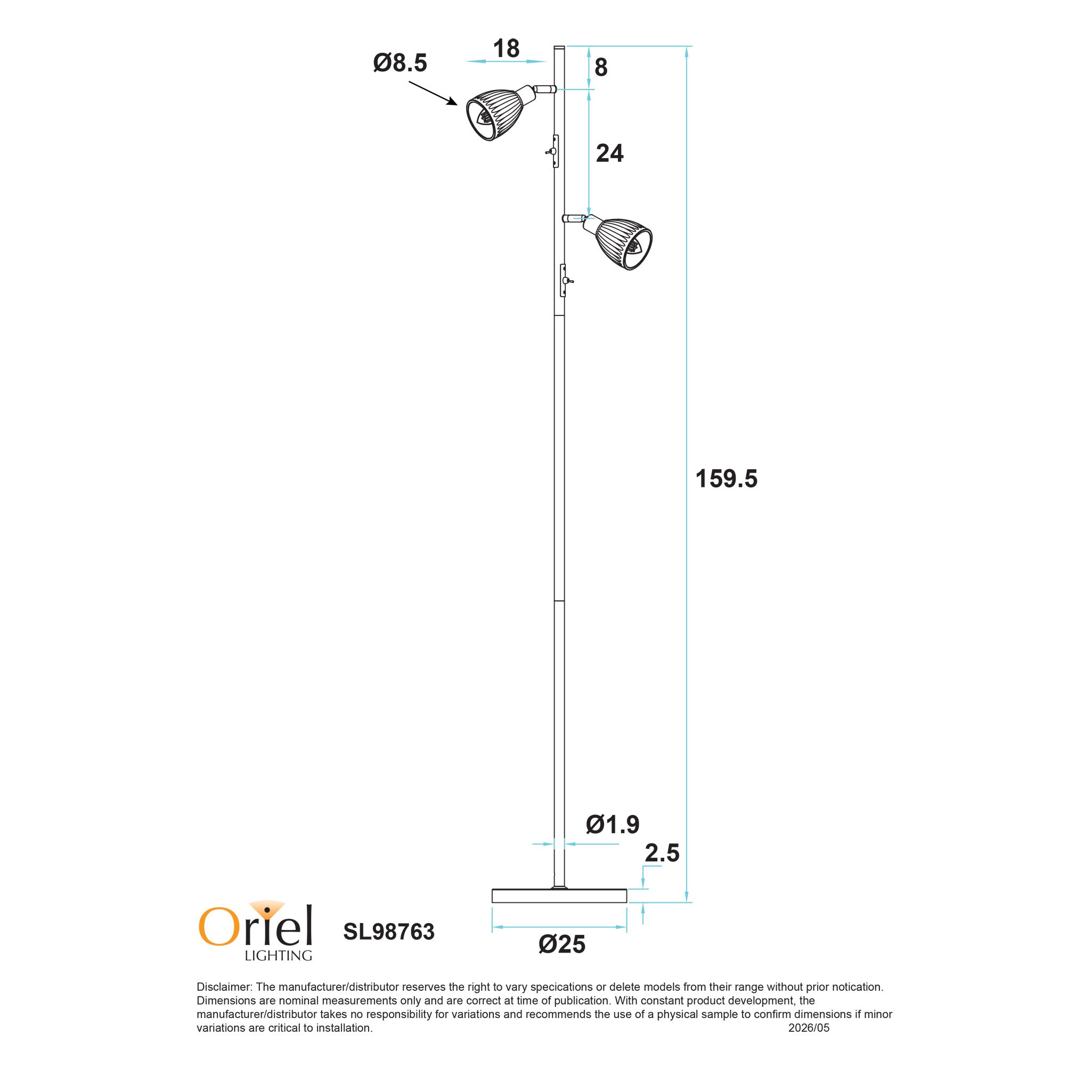 Alma Twin Smoked Glass Floor Lamp product image 5