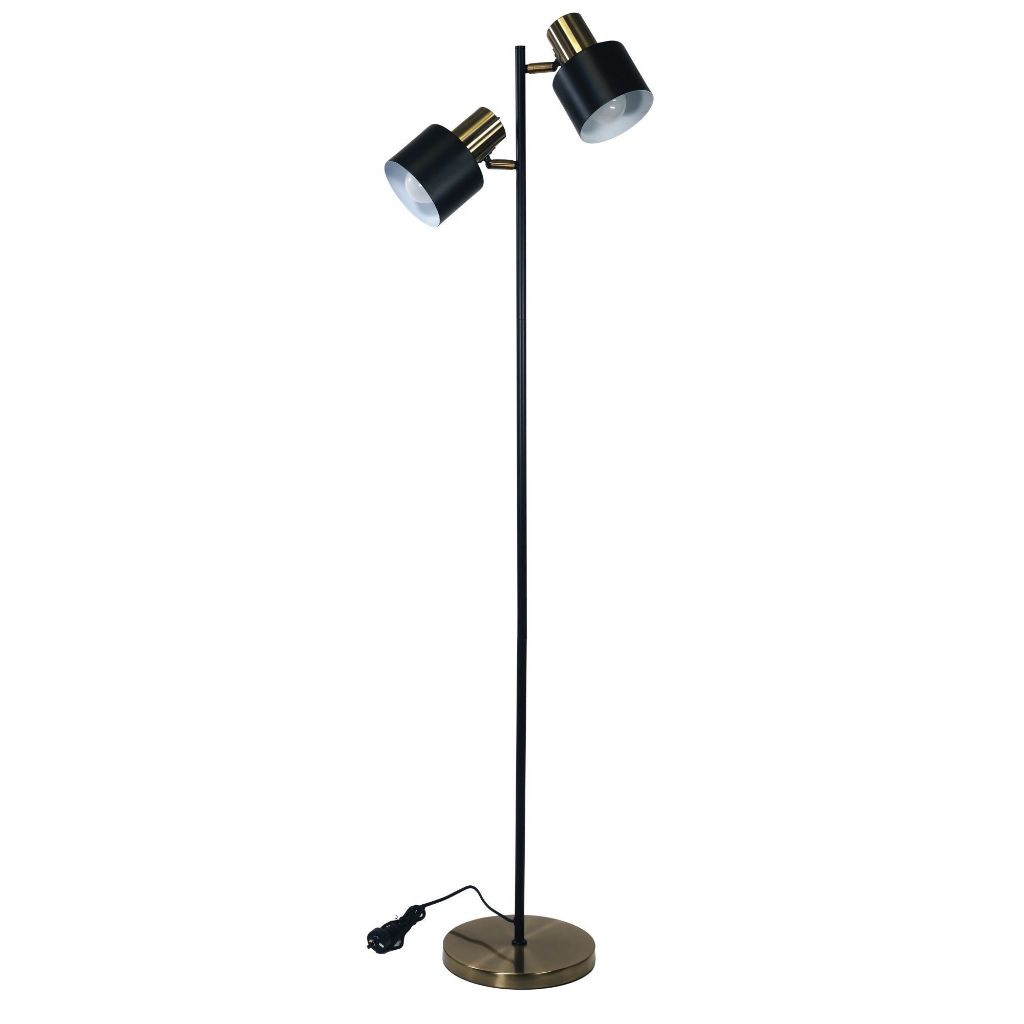 Ari Twin Mid-Century Floor Lamp Black and Antique Brass product image 4