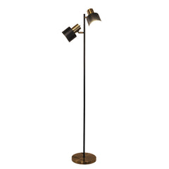 Ari Twin Mid-Century Floor Lamp Black and Antique Brass styled in a room