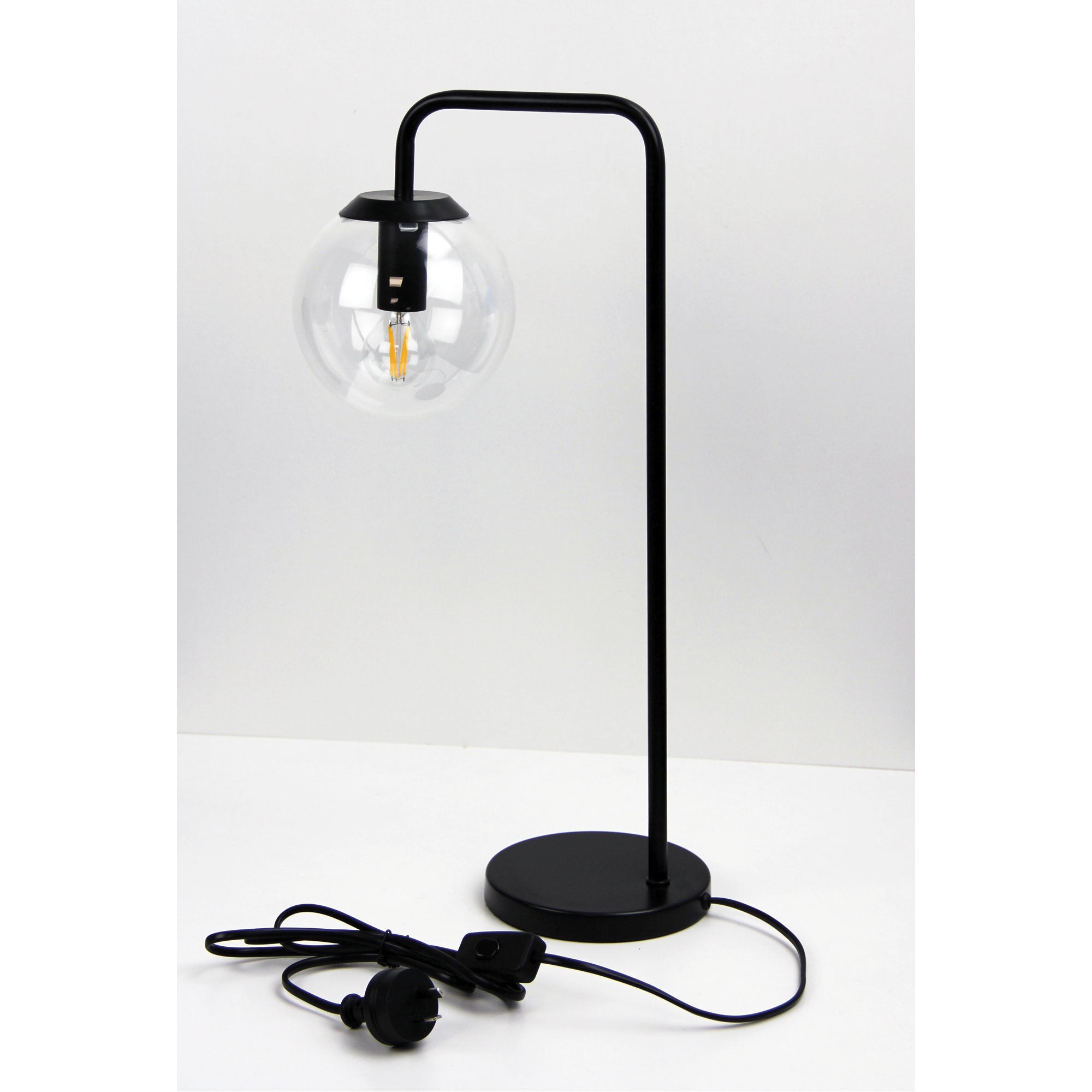 Newton Contemporary Clear Glass Lamp Black product image 2