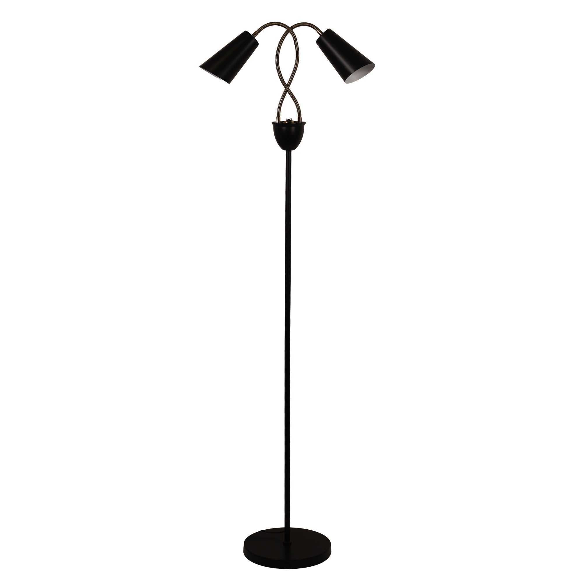Walt Twin Flexible Neck Lamp Black with Antique Brass Floor Lamp product image 2