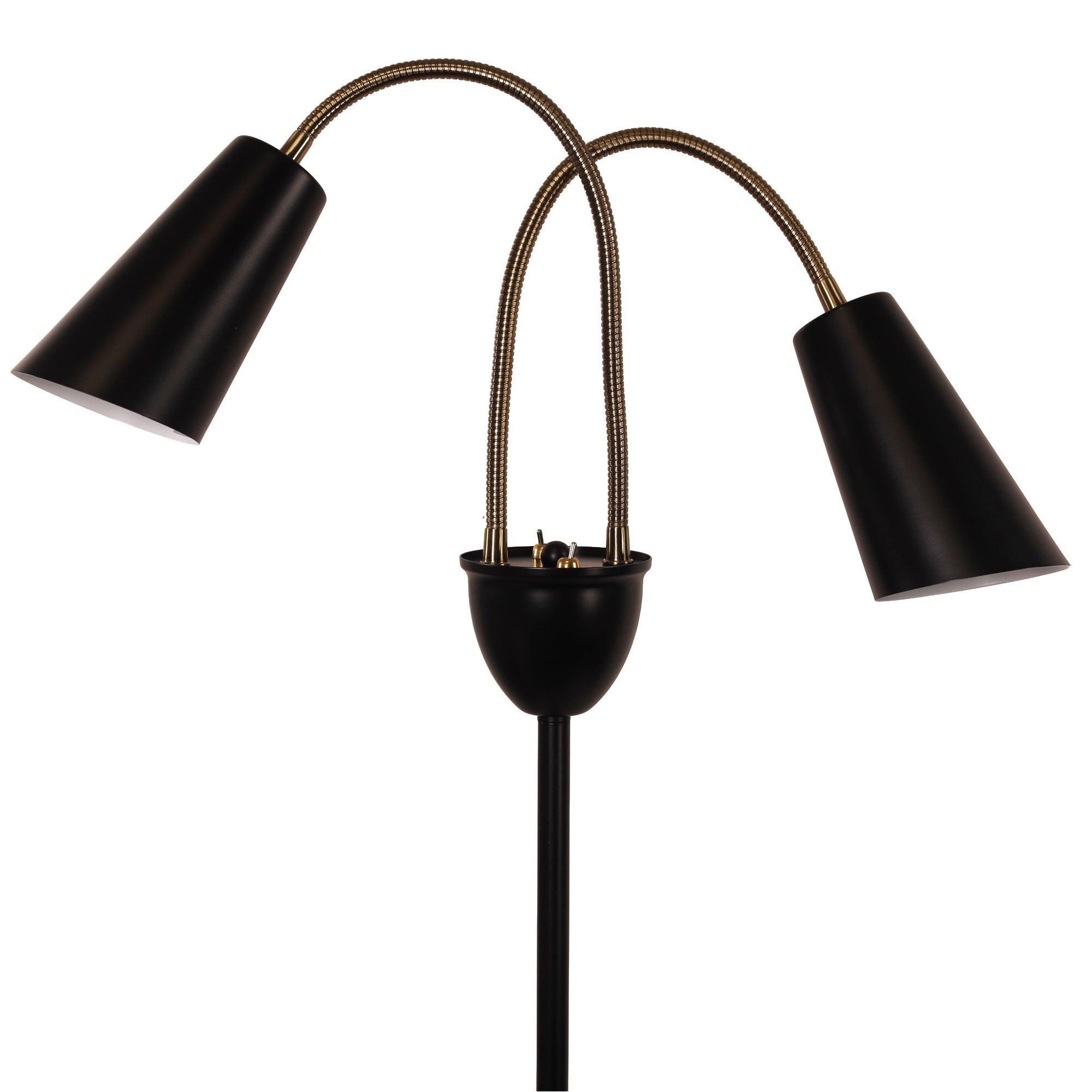 Walt Twin Flexible Neck Lamp Black with Antique Brass Floor Lamp product image 3
