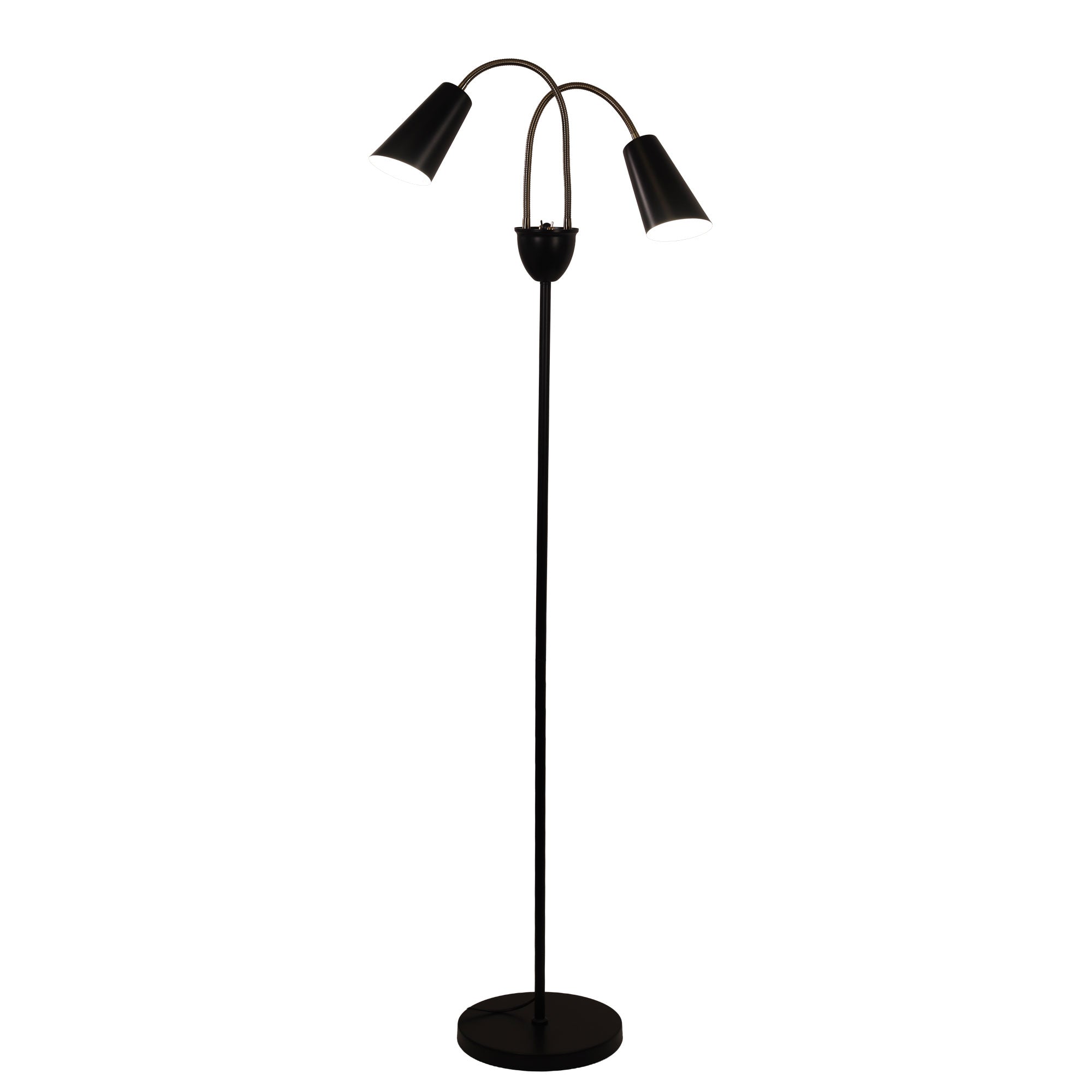 Walt Twin Flexible Neck Lamp Black with Antique Brass Floor Lamp product image 4