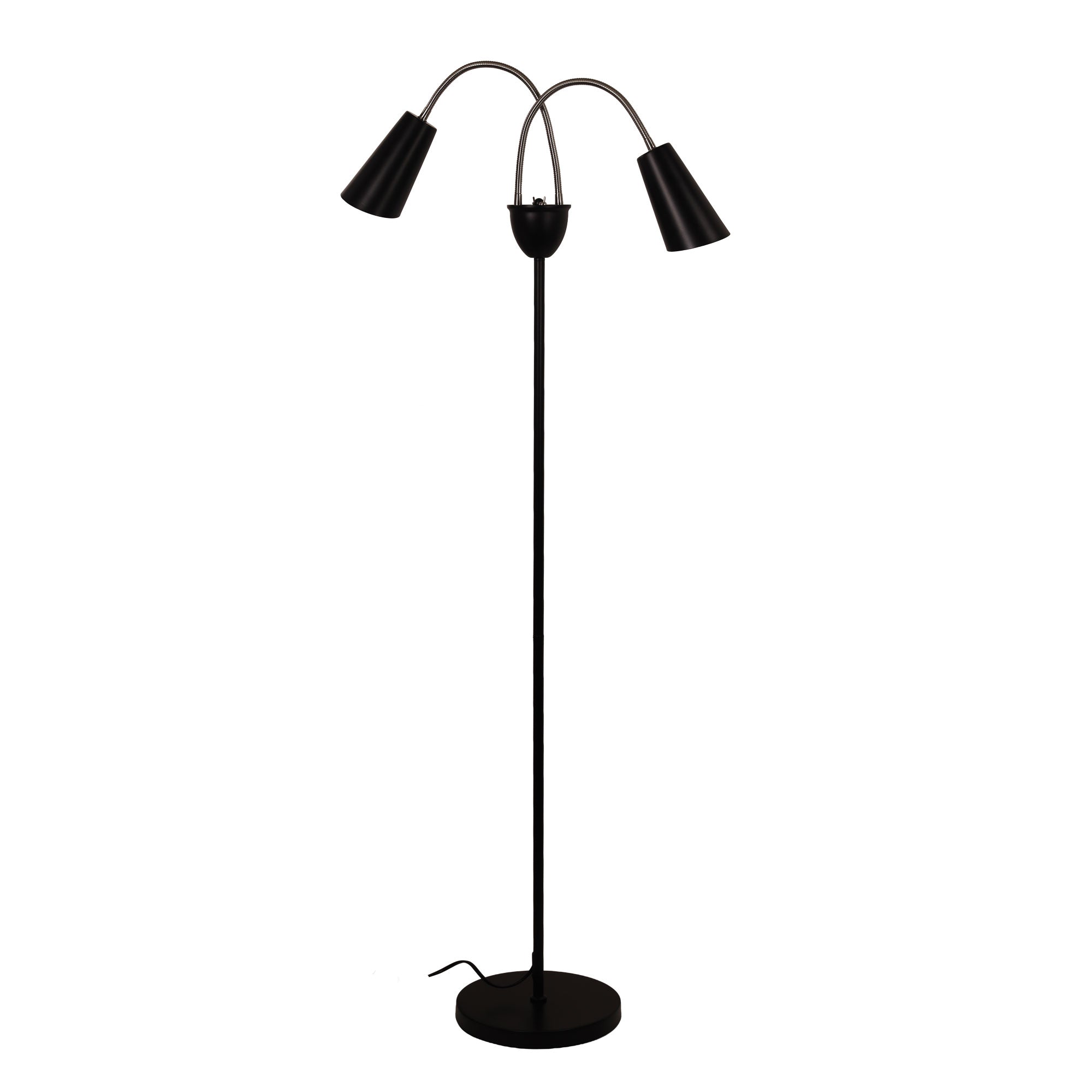 Walt Twin Flexible Neck Lamp Black with Brushed Chrome Floor Lamp product image 6