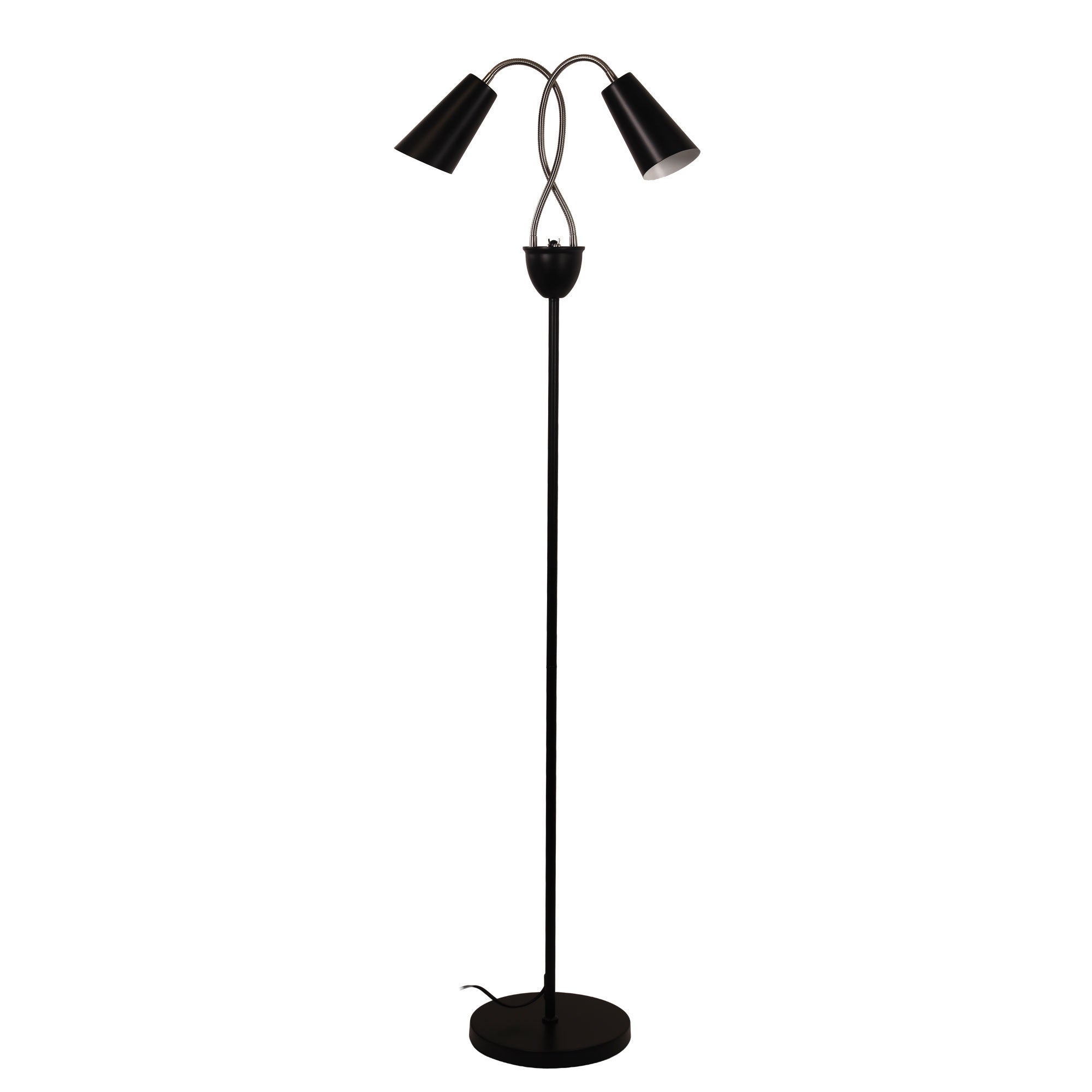 Walt Twin Flexible Neck Lamp Black with Brushed Chrome Floor Lamp product image 3