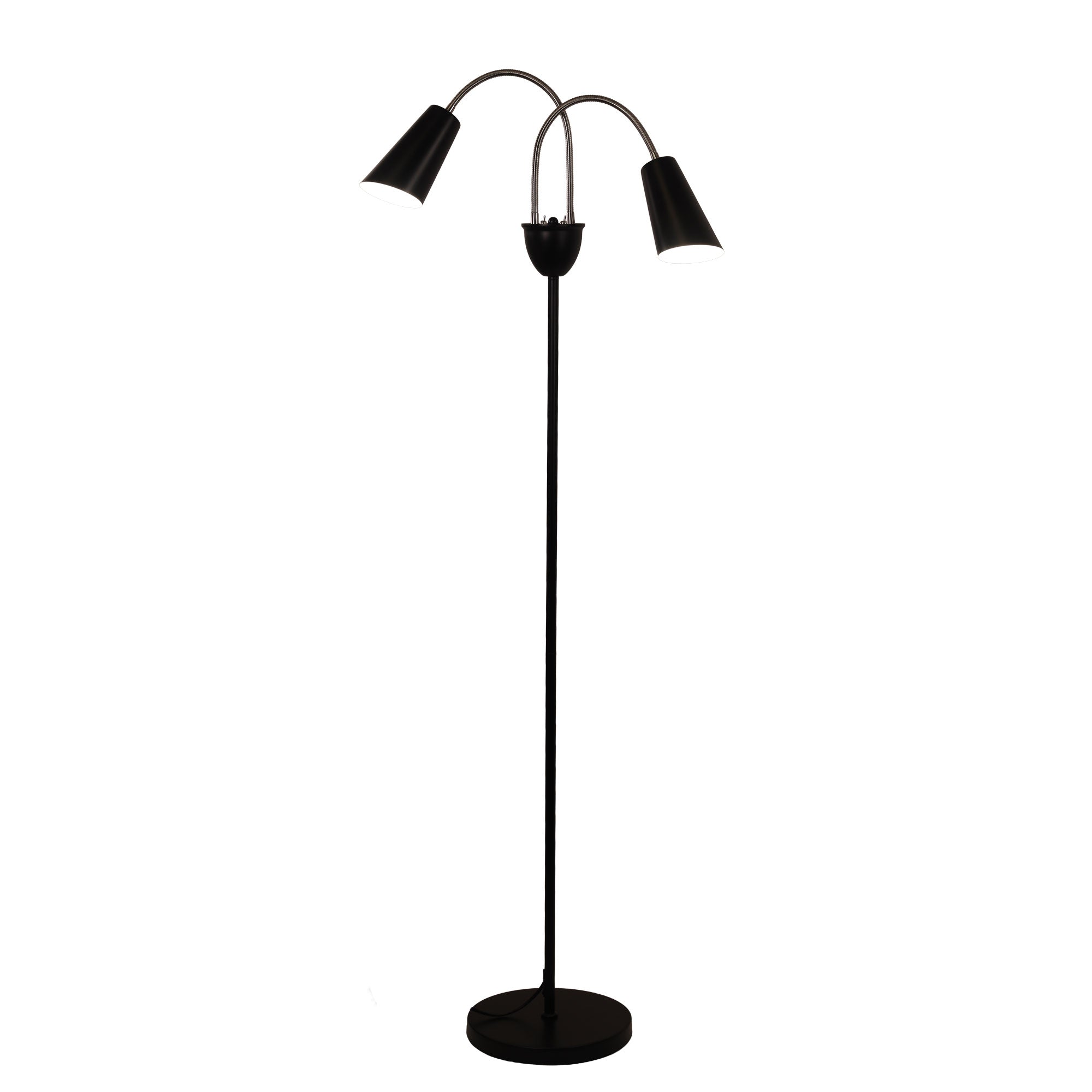 Walt Twin Flexible Neck Lamp Black with Brushed Chrome Floor Lamp product image 5