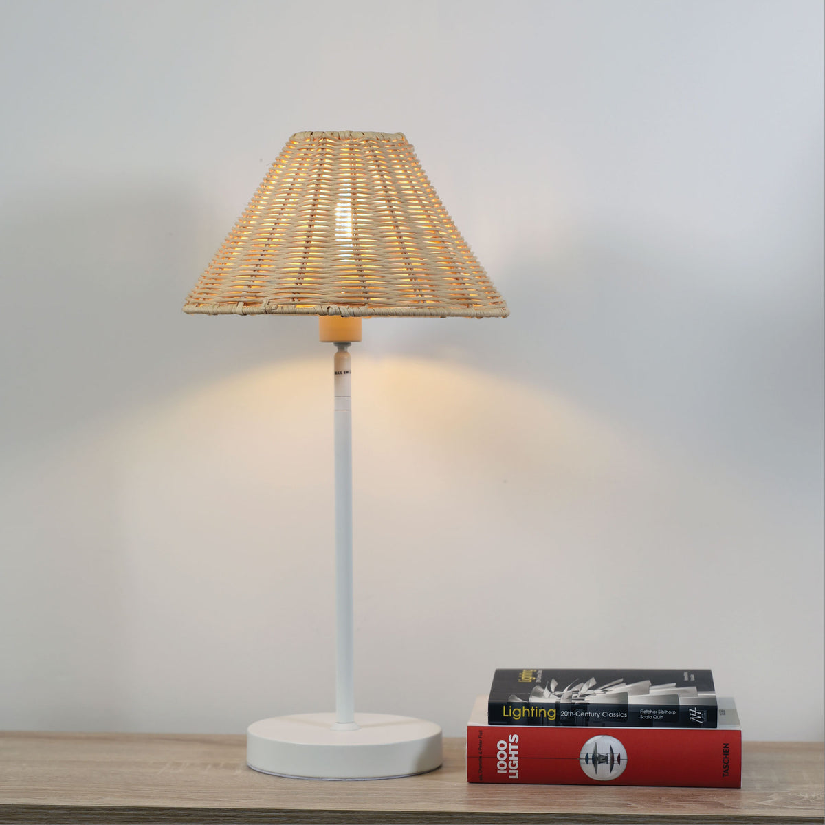 Belize Rattan Table Lamp styled in a room