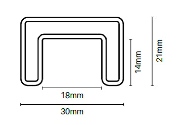 30 x 21mm Nanorail Deluxel – Suits Glass Up To 15mm Thick – Satin, Handrail