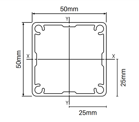 50 x 50mm Aluminium Post - 6000mm - Heavy Duty - Black