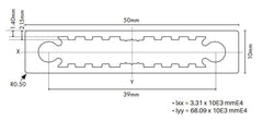 VISOR Balustrade - Aluminium 50x10mm Baluster - - 6100mm Long