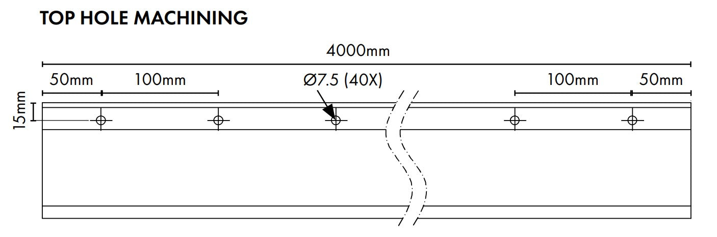 VISOR Balustrade - Aluminium Deck Mount 'T' Profile - 4000mm Long