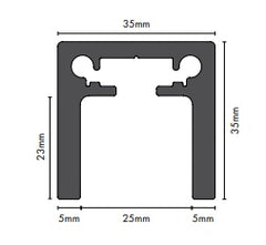 35 Series Aluminium Handrail - 5800mm RAILING - MILL