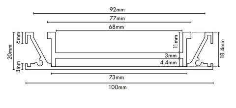 Drainlab - Linear Drain Tile Insert - Up to 10mm Tile - 3600mmL x 20mmH - Satin Silver