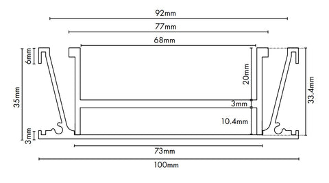 Drainlab - Linear Drain Tile Insert - Up to 18mm Tile - 3600mmL x 35mmH - Satin Silver