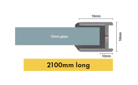 Gun Metal Grey Shower Screen Wall Channel, For 10mm glass.