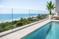 Deck mount channel glazed balustrade and glass pool fence system, VERSATILT KIT