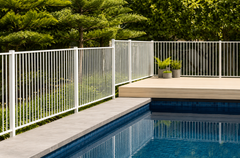 2450mm wide Flat Top Pool Fence Panel - WHITE - 1200mm high