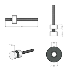 BF10003820S – Glass Anchor 38mm Diameter x 20mm Spacer SSS – supplier gallery view 3